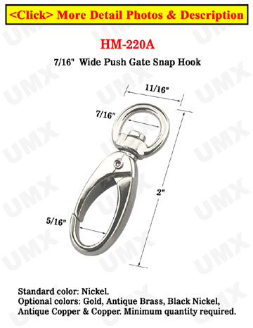 7/16" Round Push Gate Snap Hooks For Round Rope
