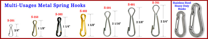 Spring Hooks Made Of Heavy Duty Metal and Stainless Steel
