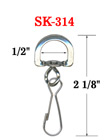 1/2" Flat Straps D-Eye Swivel Hooks: For Round Cords or Flat Straps