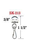 3/8" Small D-Eye Swivel Hooks: For Small Round Cords or Flat Straps SK-213/Per-Piece