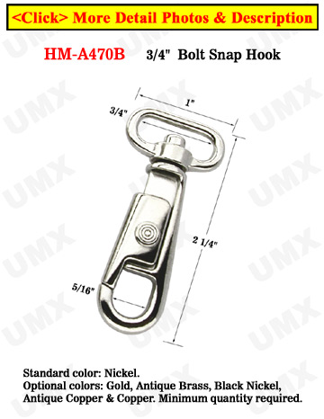 3/4" Finger Slide Easy Bolt Snap Hooks: For Flat Rope
