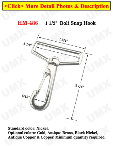 1 1/2" Big Wire Gate Metal Bolt Snap Hooks: For Flat Rope