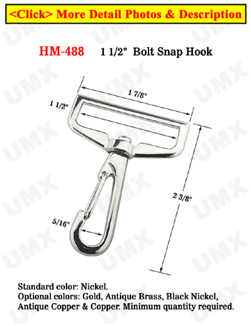 1 1/2" Heavy Duty Spring Wire Gate Steel Bolt Snap Hooks: For Flat Rope