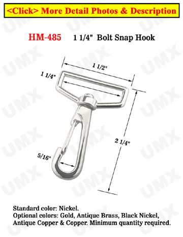 1 1/4" Pentagon Wire Gate Bolt Snap Hooks: For Flat Rope