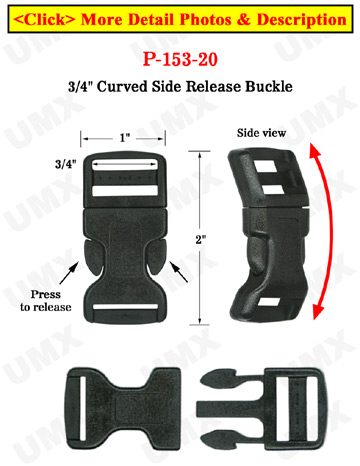 3/4" Curved Side Release Plastic Buckles: For Safety Vest or Clothing