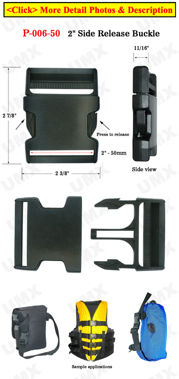 2" Jumbo Side Release Plastic Buckles For Wide Flat Straps