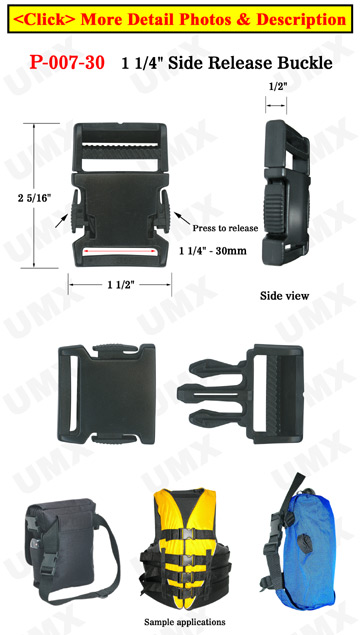 1 1/4" Large Plastic Buckles with Side Release Latch
