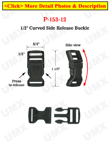 1/2" Small Wrist Band Plastic Buckles: Curved Wrist Strap Buckles