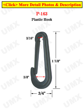 3/16" Round Cord Heavy Duty Plastic Hooks: For Round Cords