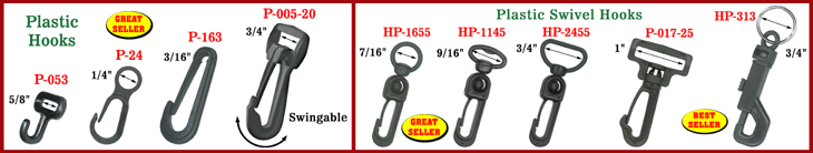 Plastic Hooks:  Snap Hooks, Swivel Hooks and Hooks with Metal Key Rings Suppliers and Manufacturers