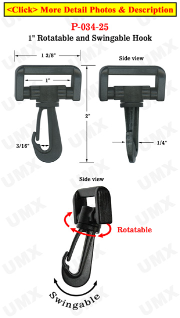 1" Rotable and Swingable Plastic Hooks: Heavy Duty Modular Revolving Plastic Hooks