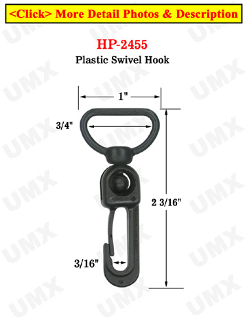 3/4" Wide Flat Strap Swingable Plastic Hooks: For Flat Straps
