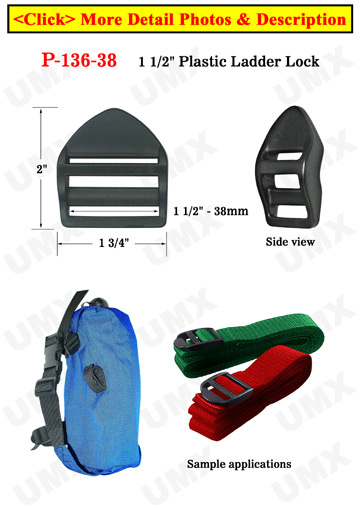 1 1/2" Heavy Duty Thick Plastic Ladderlock Buckles: Heavy Strap Lock Fasteners