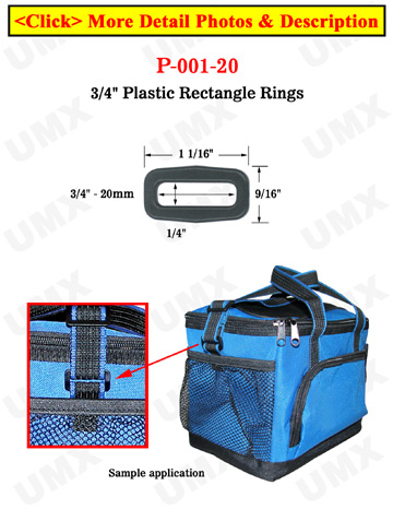 3/4" Small Durable Plastic Rectangle Rings with Enhanced Edge