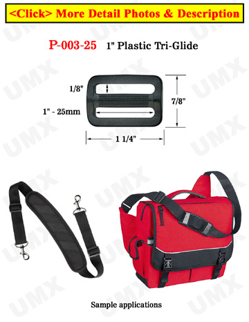 1" Heavy Duty Plastic Strap Buckles: Plastic Tri-Glides
