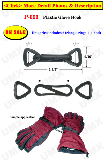 3/8" Strap Glove Hooks: For Gloves, Vests, Furniture or Bed Spreads