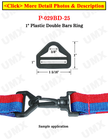 1" Medium Size Double Bars Heavy Duty Plastic Hexagon  Rings 