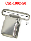 2" Big Heavy-Duty Suspender Clips With Heavy Weight Metal Jaw Without Plastic PVC Teeth: Nickel Color CM-1002-50/Per-Piece