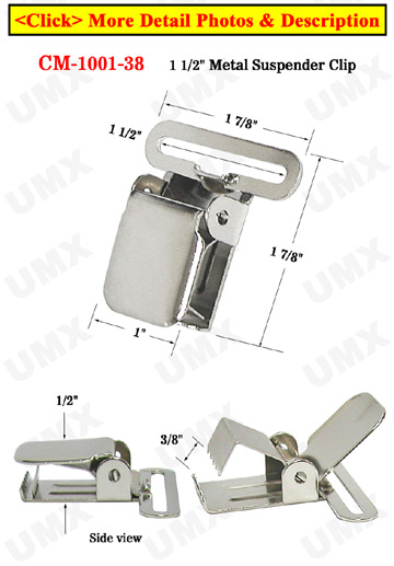 1 1/2" Thick Strap Heavy Duty Tool Belt Suspender Clips Without Plastic PVC Teeth: Nickel Color