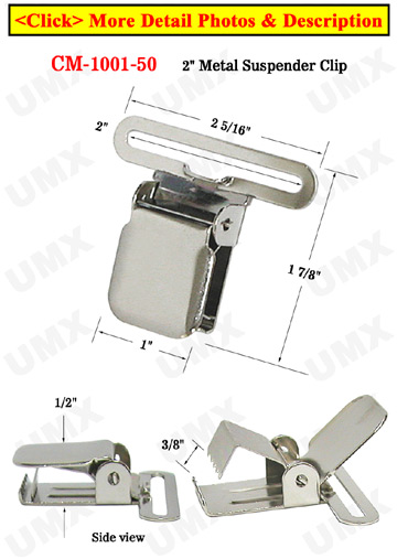 2" Tool Belt Suspender Clips: For Wide Strap Belt Suspender Without Plastic PVC Teeth: Nickel Color