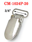 3/4" Popular Suspender Clips / Pacifier Clips With Fabric Protecting Plastic Teeth: Nickel Finish