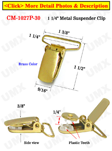 1 1/4" PVC Plastic Protected Suspender Clips With Brass Finish