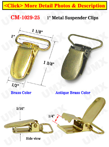 1" Simple Metal Suspender Clips Without PVC Plastic Insert
