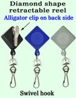 Diamond Shaped Retractable Accessory Reels With Alligator Clips RT-04-QAC/Per-Piece