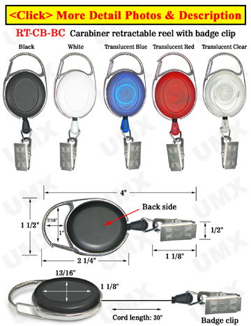 Carabiner Retractable Name Badges With Metal Name Badge Clips