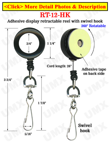 Rotatable Retractable Displays With Adhesive Backs and Swivel Hooks