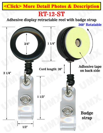 Rotatable Retractable Displays With Adhesive Backs and Snap-On Buttons