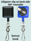 Rotatable Swivel Hook Reels With Swivel Backs & Alligator Clips RT-09-HK/Per-Piece