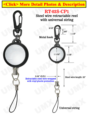 Metal Steel Cable Wire Retractable Reels With Universal String