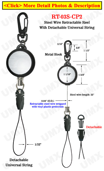 Detachable Steel Cable Wire Retractable Reels With Quick Release Fastener  Strings 