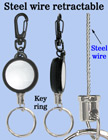 Steel Wire Retractable Key Holders With Keychains