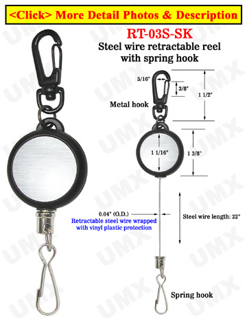 Durable Steel Cable Reels With Retractable Spring Hooks 