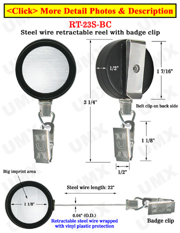 Durable Steel Cable Name Badge Reels With Metal Badge Clips
