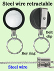Durable Steel Cable Key Holder Reels With Retractable Key Chains RT-23S-O/Per-Piece