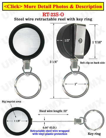 Durable Steel Cable Key Holder Reels With Retractable Key Chains