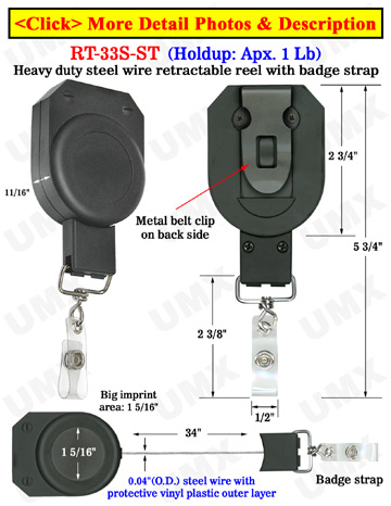 Steel Cable Multiple Function Retractable Badge Reels With Badge Strap  Attachments 