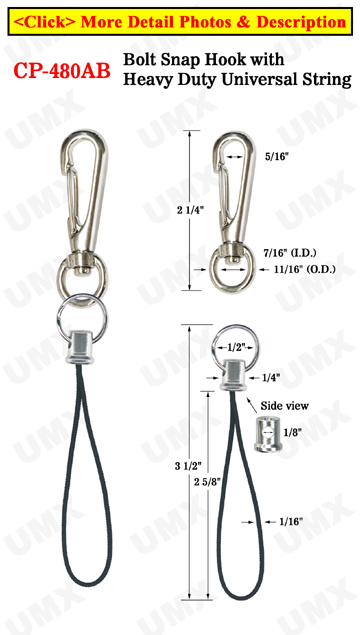 Bolt Snap Hook With Heavy Duty Universal String 